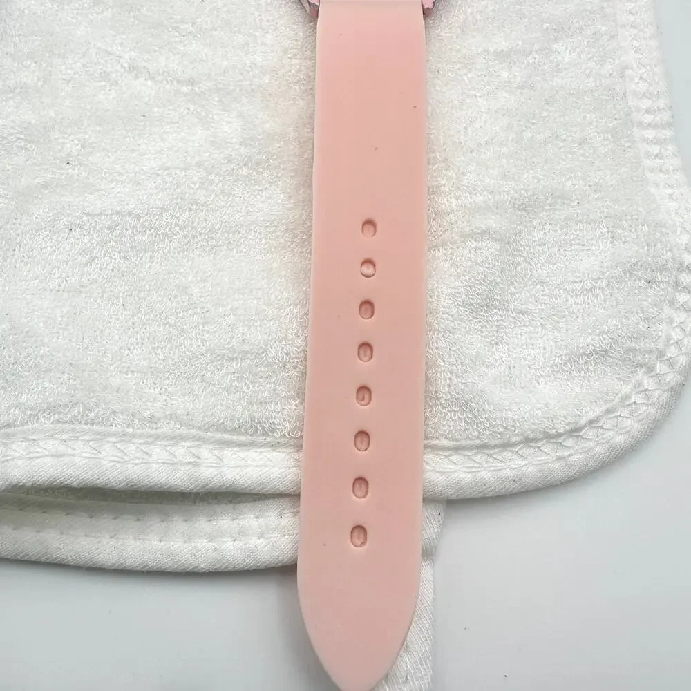 Geneva Pink Quartz Watch Crystal Bezel Silicone Strap Ladies Unisex